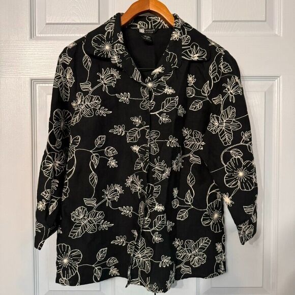 Carole Little M Floral Embroidered Career Top / Shirt/Jacket - Picture 1 of 7